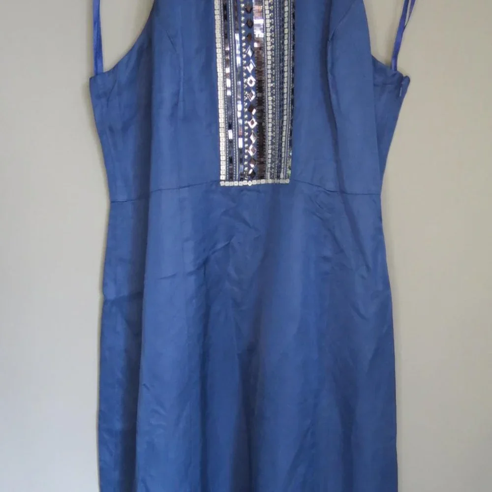 MONSOON - linen blend - embellished artisan dress - size - UK 18. - Picture 2 of 6